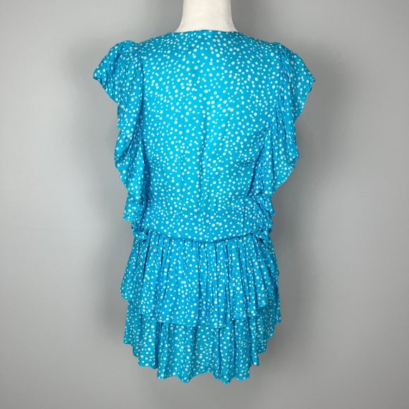 Coolchange Quinn Womens Ruffled Tunic Dress Swim Cover Aqua Blue Polka Dot sz XS - Picture 4 of 13